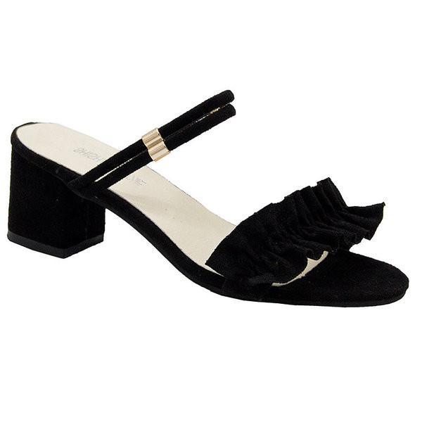 Pantofi moderni de dama cu toc in trei culori de piele intoarsa ecologica