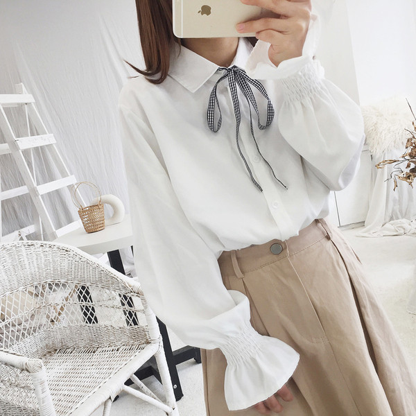 Cămașă elegantă de damă cu panglică în mai multe culori