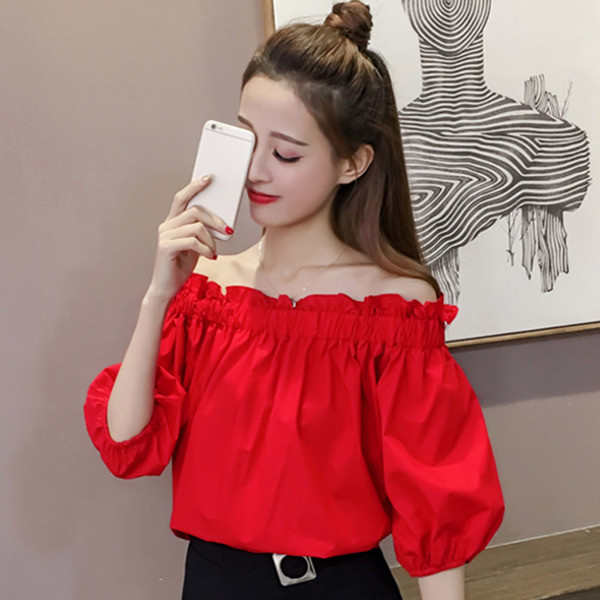 Bluză de damă modernă cu mâneci căzute în două culori