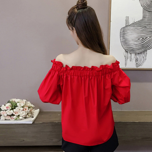 Bluză de damă modernă cu mâneci căzute în două culori