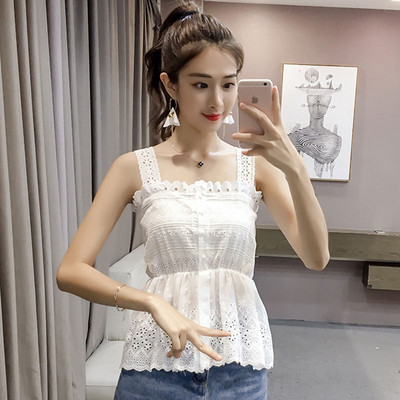 Top de damă modern din dantelă de culoare albă