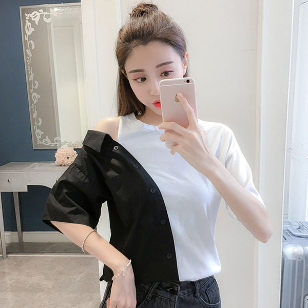 Bluză de damă modernă în alb-negru