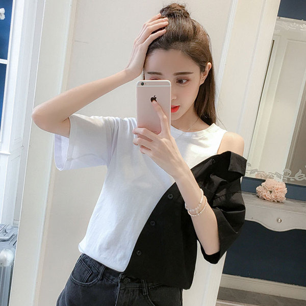 Bluză de damă modernă în alb-negru