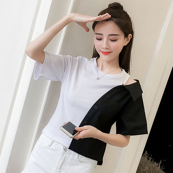 Bluză de damă modernă în alb-negru