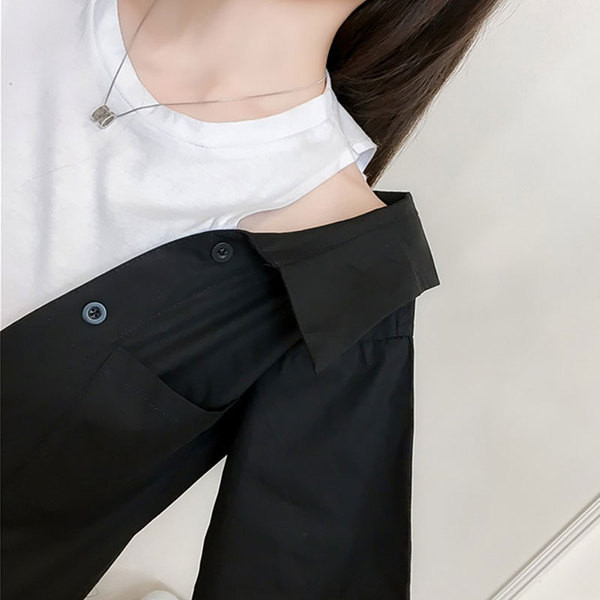 Bluză de damă modernă în alb-negru