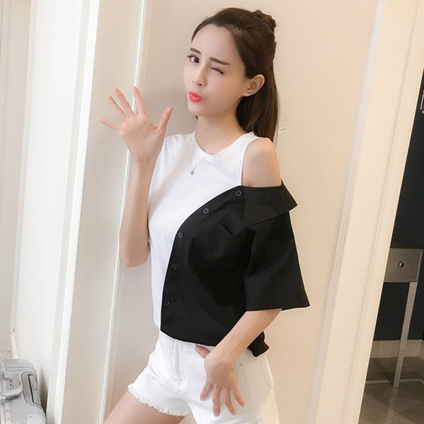 Bluză de damă modernă în alb-negru