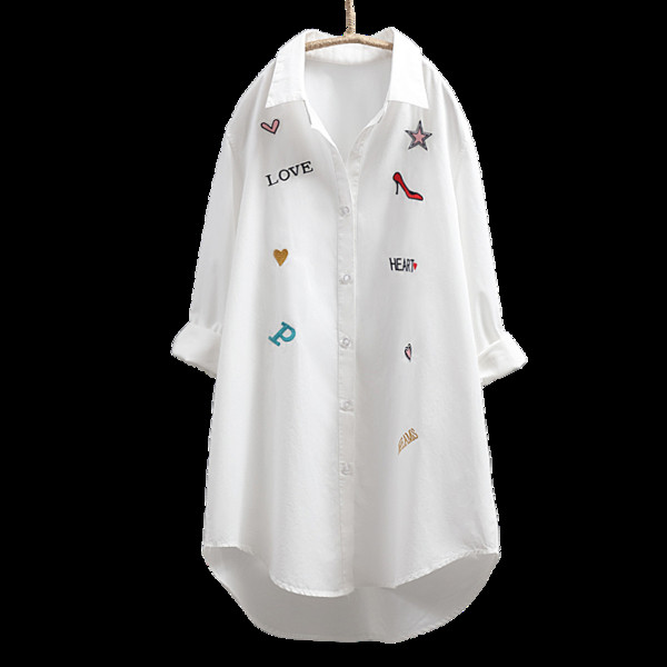 Modern női ing, fehér felirattal - széles modell