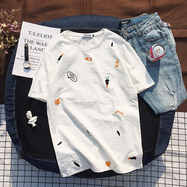 Alkalmi férfi póló fehér hímzéssel