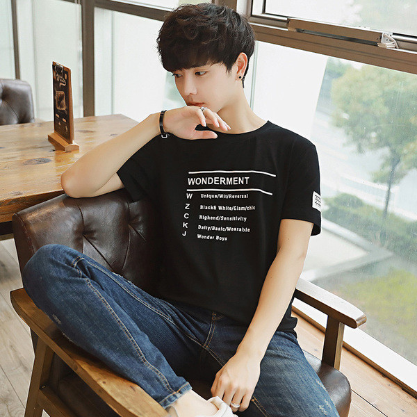 Férfi póló rövid ujjal, feliratokkal három színben