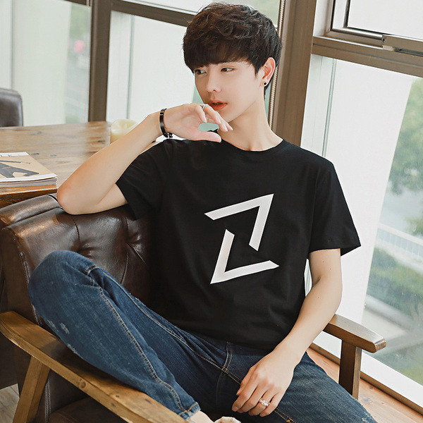 Férfi póló Karcsú modell fekete-fehér színben