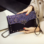 Stílusos női táska öko bőrből, fém elemekkel szürke, fekete és zöld színben