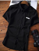 Modern férfi ing fekete és rózsaszín emblémával