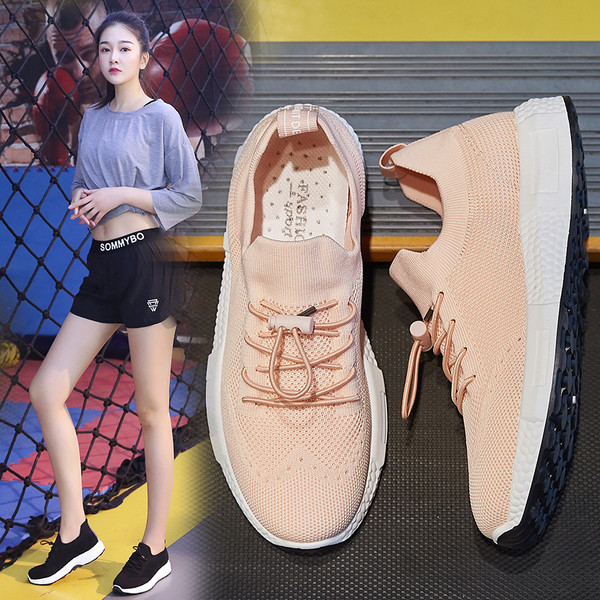 Adidași sport de damă în alb, roz și negru