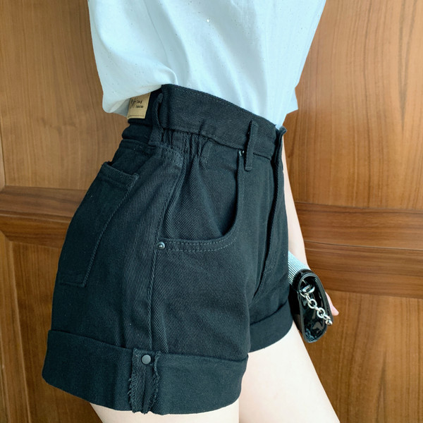 Blugi scurti moderni de dama cu talie inalta in trei culori