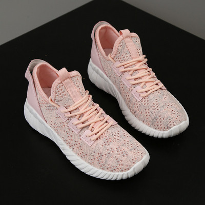 Adidasi sport de dama cu talpa groasa in roz, alb si negru