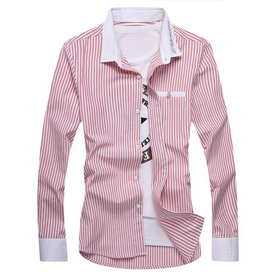 Cămașă bărbătească în dungi cu mâneci lungi în trei culori