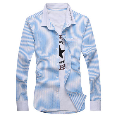 Cămașă bărbătească în dungi cu mâneci lungi în trei culori