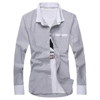 Cămașă bărbătească în dungi cu mâneci lungi în trei culori