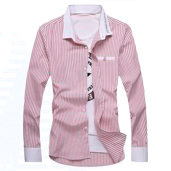 Cămașă bărbătească în dungi cu mâneci lungi în trei culori