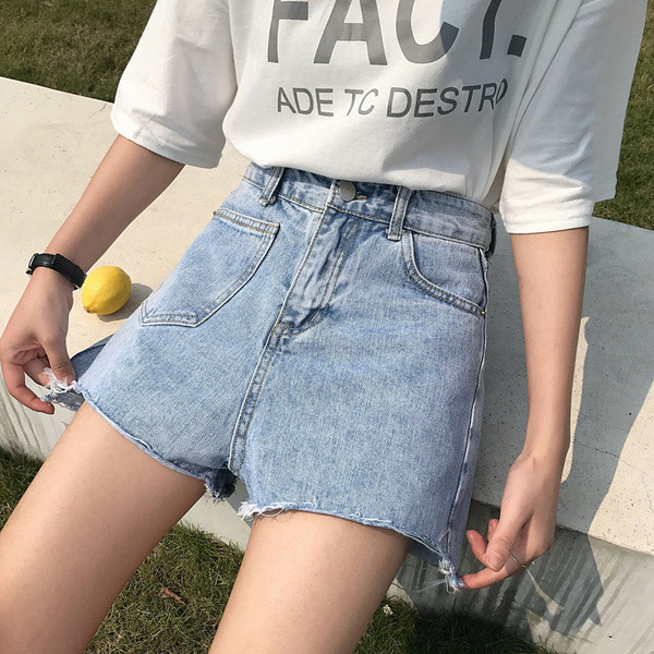 Blugi de dama eleganti in albastru si talie inalta cu buzunar