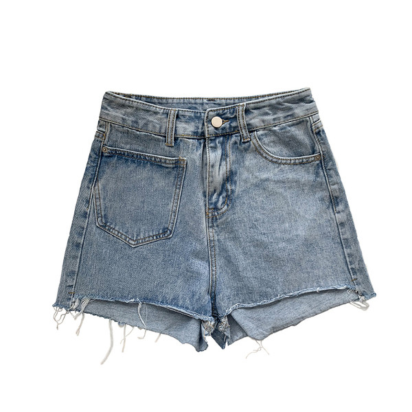 Blugi de dama eleganti in albastru si talie inalta cu buzunar