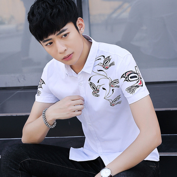 Cămașă modernă pentru bărbați cu aplicație alb-negru