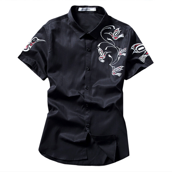 Cămașă modernă pentru bărbați cu aplicație alb-negru