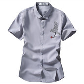 Cămașă elegantă pentru bărbați cu aplicație în alb și gri