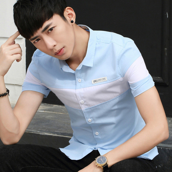 Férfi ing rövid ujjal és emblémával három színben