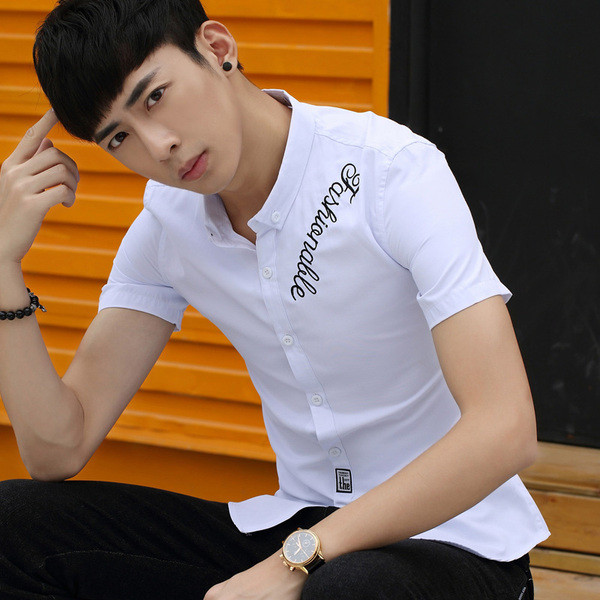 Cămașă pentru bărbați de ultimă generație cu inscripție și emblemă în două culori