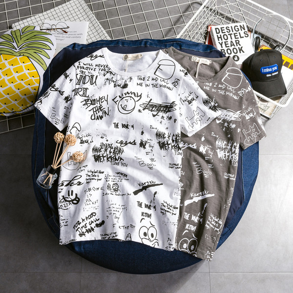 Tricou casual barbatesc cu inscriptii in doua culori