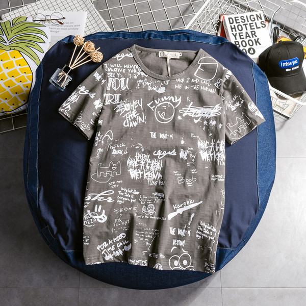 Tricou casual barbatesc cu inscriptii in doua culori