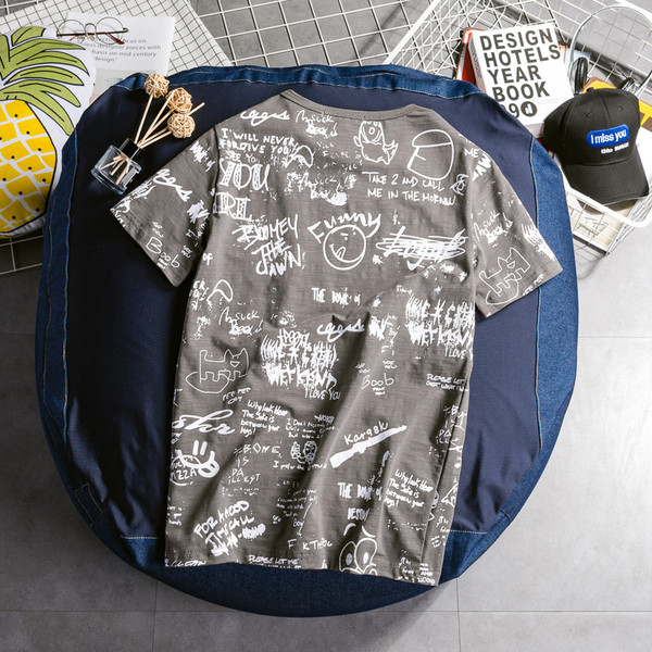 Tricou casual barbatesc cu inscriptii in doua culori