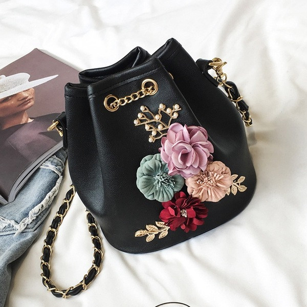 Geanta de dama moderna cu flori 3D in mai multe culori