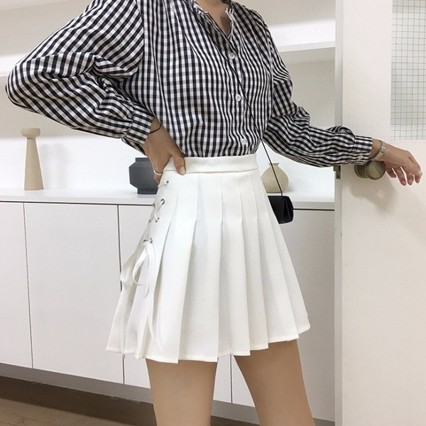 Modern női rakott szoknya három színben, magas derékkal