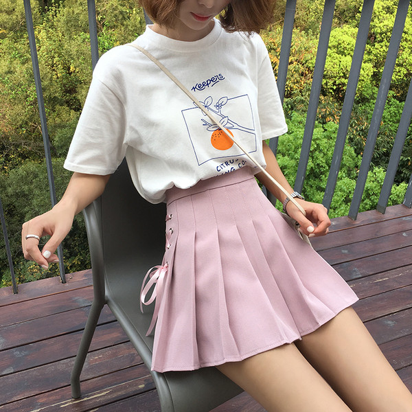 Modern női rakott szoknya három színben, magas derékkal