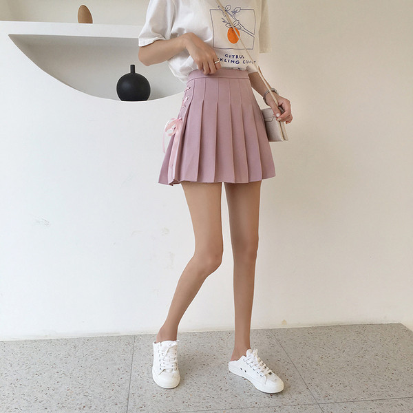 Modern női rakott szoknya három színben, magas derékkal