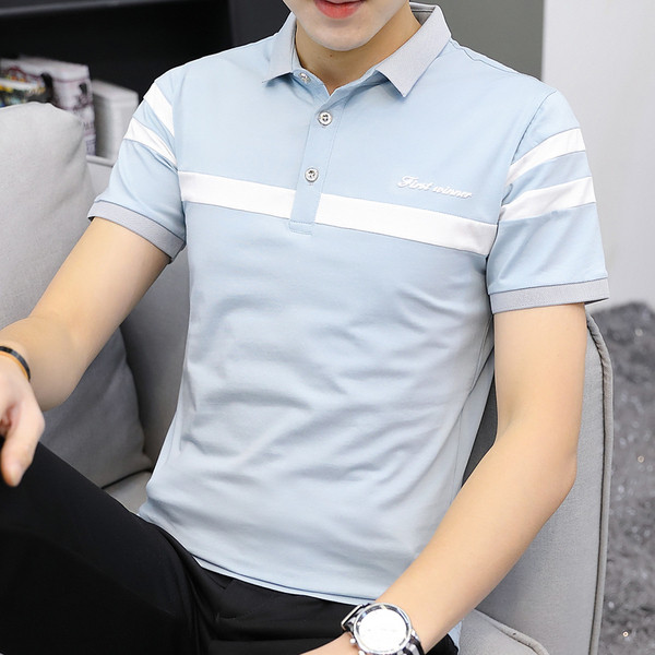 Tricou modern pentru bărbați cu mâneci scurte și nasturi în trei culori