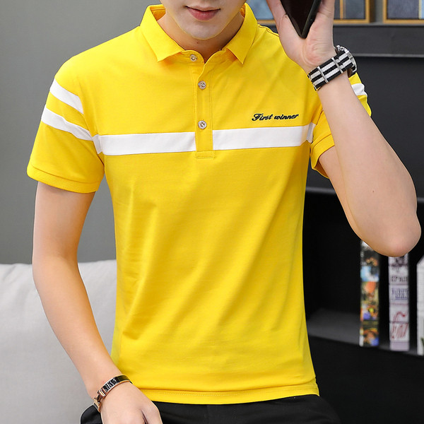 Tricou modern pentru bărbați cu mâneci scurte și nasturi în trei culori