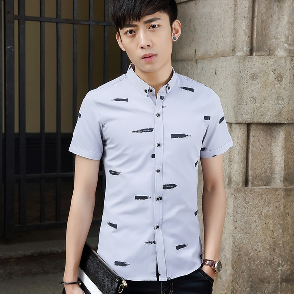 Aktuális férfi ing rövid ujjal és gombokkal szürke színben