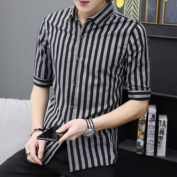 Férfi csíkos ing 3/4 ujjal, két színben