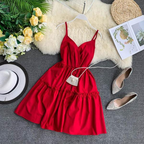 Rochie moderna de dama cu bretele in trei culori