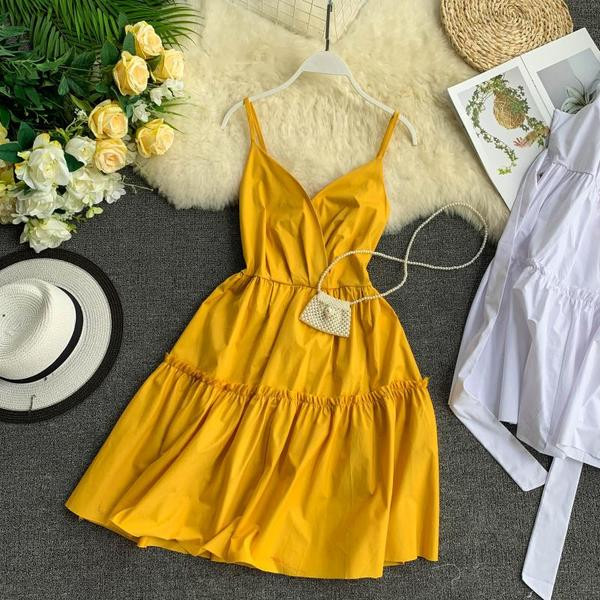 Rochie moderna de dama cu bretele in trei culori