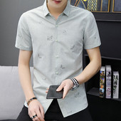 Friss férfi ing gombokkal és rövid ujjú, két színben