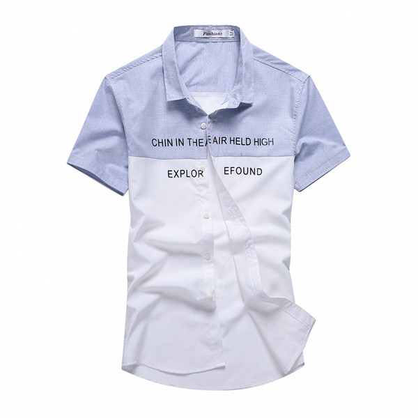 Cămașă bărbătească cu inscripții și mâneci scurte în trei culori