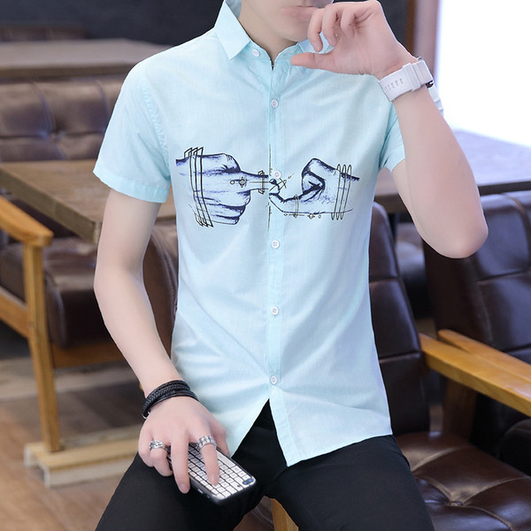 Cămașă bărbătească cu aplicație și nasturi în trei culori