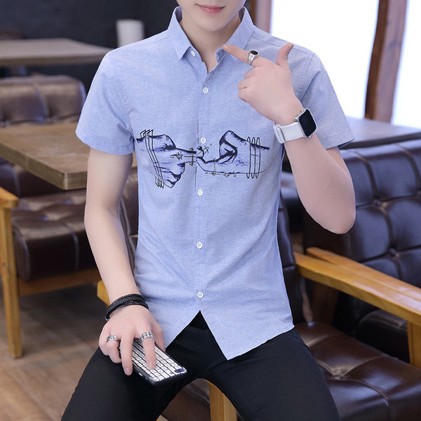 Cămașă bărbătească cu aplicație și nasturi în trei culori