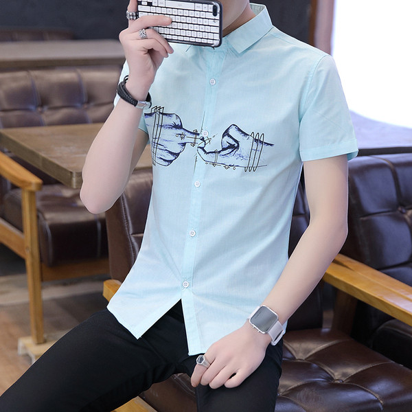 Cămașă bărbătească cu aplicație și nasturi în trei culori