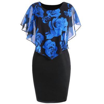 Rochie de dama cu motive florale in diferite culori, inclusiv marimi maxi