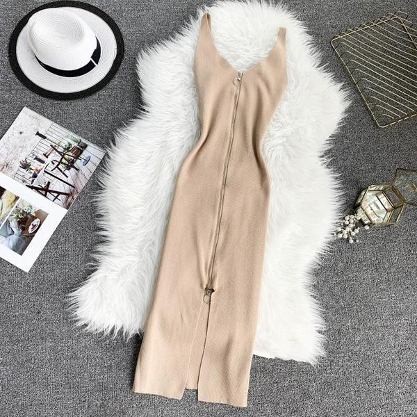 Rochie lunga de dama cu fermoar in mai multe culori